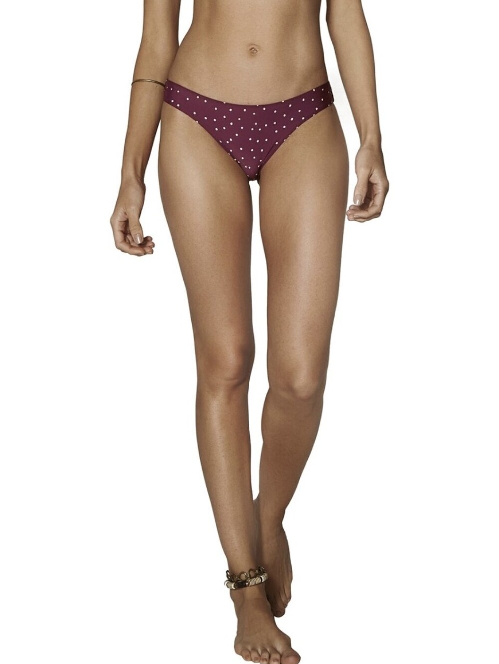 NWT Vix Paula Hermanny Lola Basic Full  Maroon Polka Dot Bikini Bottom XS